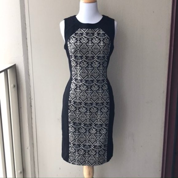 Antonio Melani Black Geometric Pattern Shift Dress - Picture 2 of 13